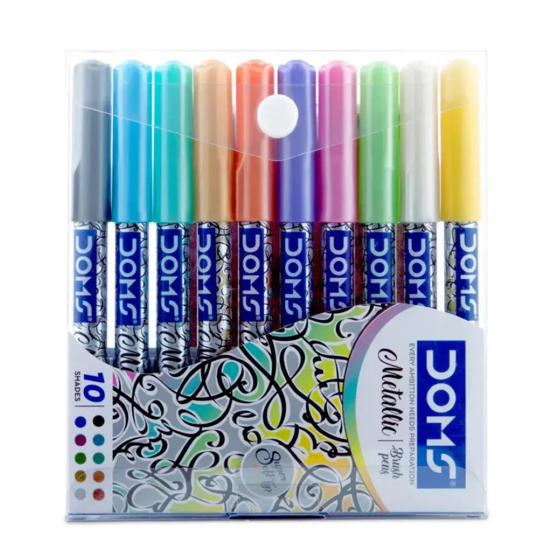 DOMS METALLIC BRUSH PENS 10 SHADES